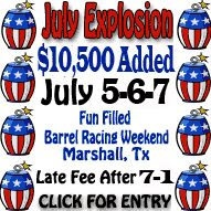 July Explosion Barrel Racing Results